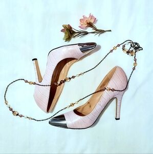 🍁 ATTITUDE Pink Heels, Faux Snakeskin